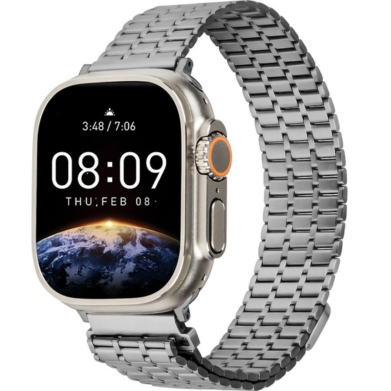 Stalowa Bransoleta do Apple Watch 1/2/3/4/5/6/7/8/9/10/11/SE Ultra 1/2/3 42/44/45/46/49mm, Szara