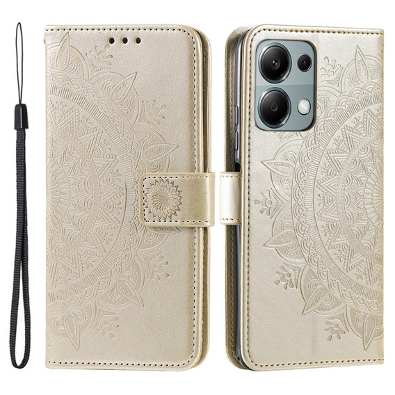 Etui z klapką do Xiaomi Redmi Note 13 Pro 4G / Xiaomi Redmi Note 14S / Xiaomi Poco M6 Pro 4G, Mandala, złote