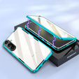 Etui do Samsung Galaxy A17 5G, Magnetic Dual Glass, przezroczyste z niebieskimi rantami