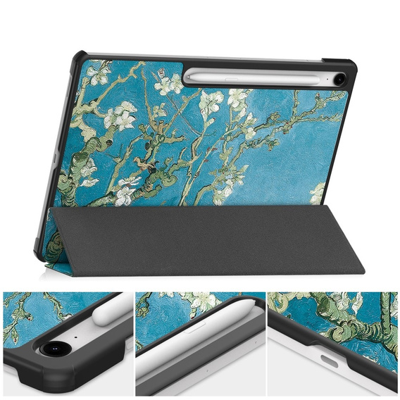 Etui z nadrukiem do Samsung Galaxy Tab S10 FE+ Plus – styl i ochrona w jednym - kwiaty moreli