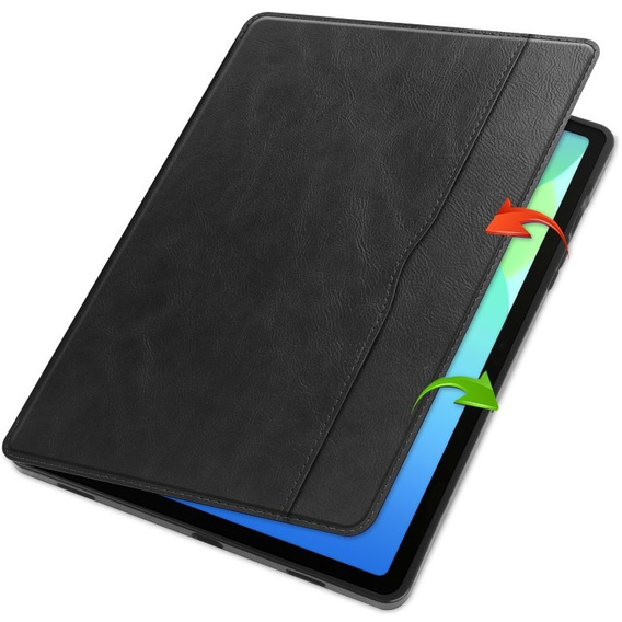 Etui skórzane do Samsung Galaxy Tab S10 Lite / S10 FE / S9 FE, z funkcją usypiania i budzenia – czarne