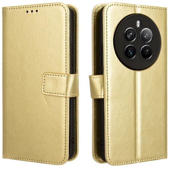 Etui z klapką do Realme 12 Pro 5G / 12 Pro+ 5G, Crazy Horse Wallet, złote
