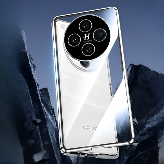 Etui do Oppo Find X8 Pro, Magnetic Dual Glass, srebrne