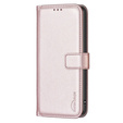 Etui z klapką do Samsung Galaxy S23 FE, BINFEN Wallet, różowe rose gold + szkło 9H