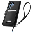 Etui Spigen Wallet "S" do Samsung Galaxy S25 Ultra, Czarne + Szkło Hartowane 9H
