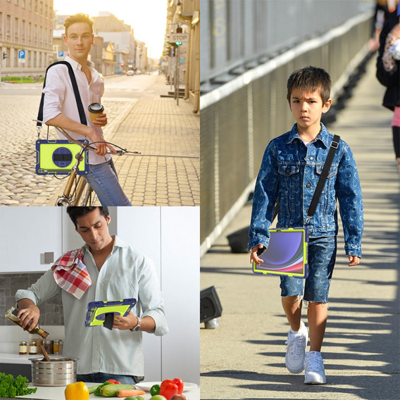 Etui do Samsung Galaxy Tab S9+, Pancerne Ochronne, Niebieskie / Żółte