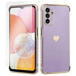 Zestaw Etui do Samsung Galaxy A13 5G, Electro heart, Fioletowe + Szkło