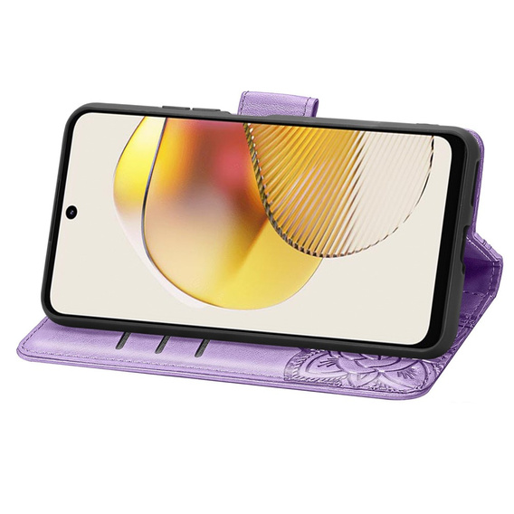 Etui z klapką do Motorola Moto G73 5G, Butterfly, fioletowe