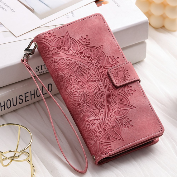 Etui z klapką do Xiaomi Redmi Note 13 Pro 4G / Xiaomi Redmi Note 14S / Xiaomi Poco M6 Pro 4G, Mandala, różowe rose gold