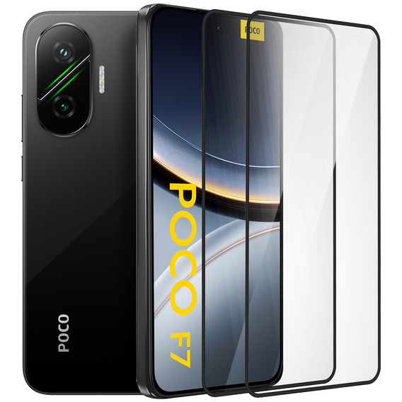 2x Szkło Hartowane do Xiaomi Poco F7, ERBORD 3D pełne, szybka na cały ekran