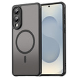 Etui do Samsung Galaxy S25 Edge, Kickstand Matt Case, do MagSafe, czarne + Szkło na ekran