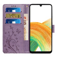 Etui z klapką do Samsung Galaxy A25 5G, Butterfly, fioletowe + szkło 9H