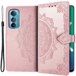 Etui z klapką do Motorola Edge 30, Mandala, różowe
