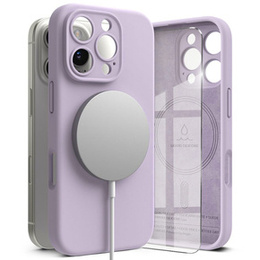 Etui Ringke do iPhone 16 Pro Max, Silicone MagSafe, fioletowe + Szkło Hartowane 9H
