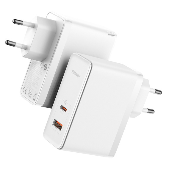 Baseus GaN5 Pro Ładowarka Sieciowa 100W + Kabel USB-C, White