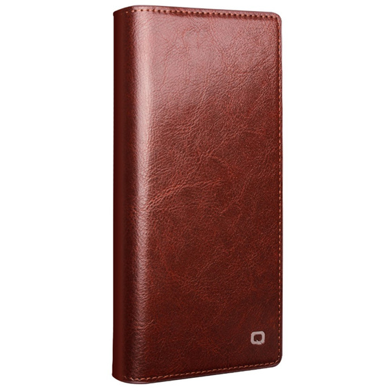 Etui z klapką do Samsung Galaxy S24 Ultra, QIALINO Leather Wallet, brązowe