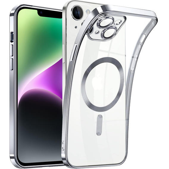 Zestaw Etui do iPhone 14, MagSafe Hybrid, srebrne + Szkło
