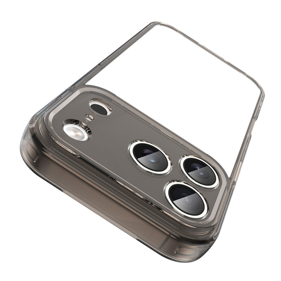 Etui do iPhone 17 Pro, silikonowe z twardym tyłem, przydymione czarne