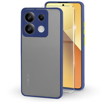 Etui silikonowe do Xiaomi Redmi Note 13 5G, z ochroną aparatu, przezroczyste / niebieskie + Szkło hartowane 9H