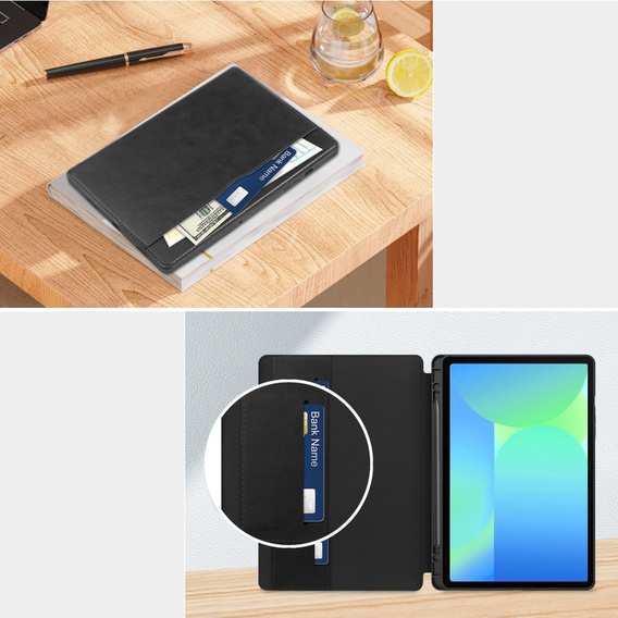 Etui skórzane do Samsung Galaxy Tab S10 Lite / S10 FE / S9 FE, z funkcją usypiania i budzenia – czarne