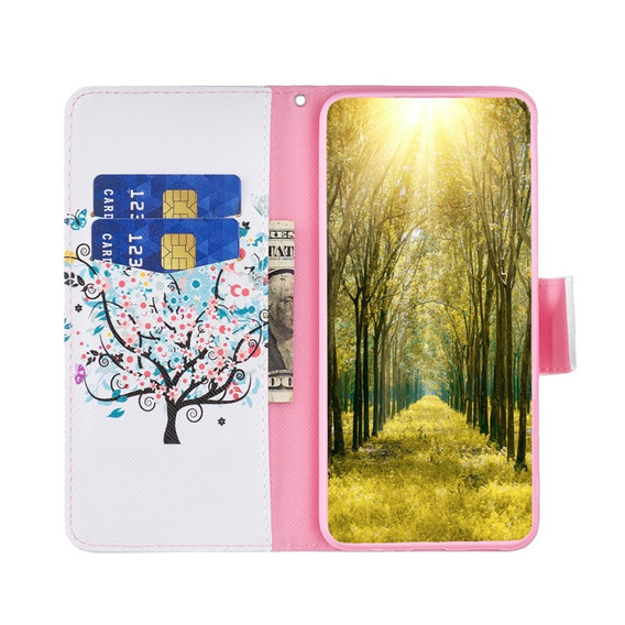 Etui z klapką do Motorola Moto G84 5G, Wallet, Colorful Tree białe