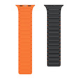 Pasek Silikonowy do Apple Watch 1/2/3/4/5/6/7/8/9/10/11/SE Ultra 1/2/3 42/44/45/46/49mm, Czarny/Pomarańczowy