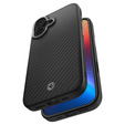 Etui Spigen do iPhone 17, Enzo Aramid MagSafe, carbon czarne / srebrne