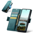 Etui z klapką CASEME do Samsung Galaxy Z Fold7 5G Litchi Wallet – zielone