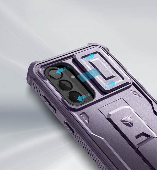 Etui pancerne do Samsung Galaxy A56 5G, Dexnor Kickstand Cam Protector, fioletowe
