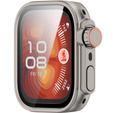 2w1 Etui + Szkło Hartowane do Huawei Watch Fit 4 Pro, Tytanowe/Pomarańczowe