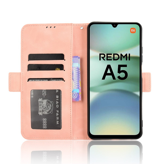 Etui z klapką do Xiaomi Redmi A5, Card Slot, różowe