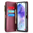 Etui CASEME do Samsung Galaxy A55 5G, RFID Leather Wallet, z paskiem na ramię, czerwone