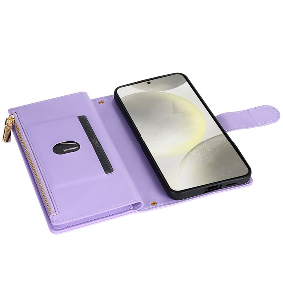 Etui z klapką do Samsung Galaxy S25 Edge, Rhombus Crossbody, fioletowe