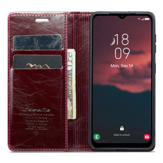 Etui z klapką CASEME do Samsung Galaxy A34 5G, Waxy Textured, czerwone