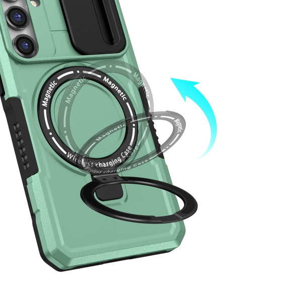 Etui pancerne do Samsung Galaxy S23 FE, CamShield MagSafe, zielone