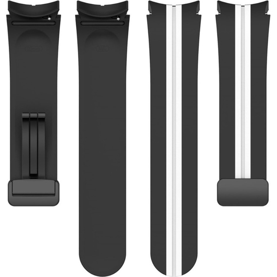 Pasek Silikonowy do Samsung Galaxy Watch 4/5/6/7/FE 40/42/43/44/45/46/47mm, Czarny / Biały