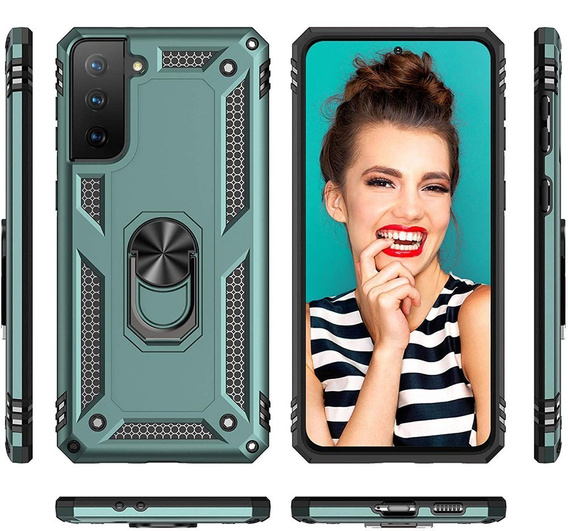 Etui pancerne do Samsung Galaxy S21, Nox Case Ring, zielone
