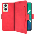 Etui z klapką do Oppo Reno7 Lite 5G, Card Slot, czerwone