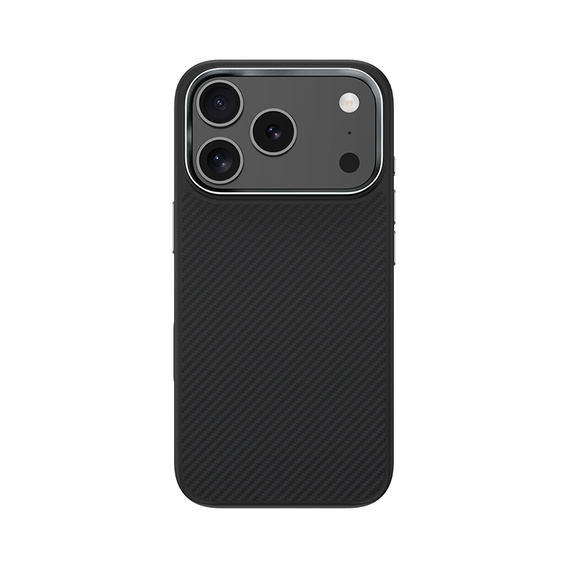 Etui BENKS Kevlar Armor PRO do iPhone 17 Pro, Carbon Fiber 600D A069, do MagSafe, aktywny przycisk – czarne