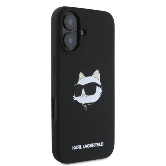 Etui Karl Lagerfeld do iPhone 16, Silicone Choupette Head Print, czarne
