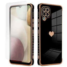 Zestaw Etui do Samsung Galaxy A12 / M12 / A12 2021, Electro heart, Czarne + Szkło