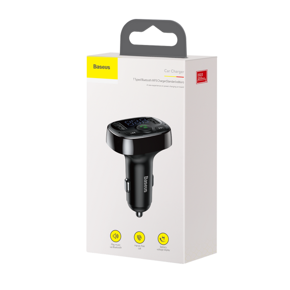 Baseus transmiter FM T-Shaped S-09A – Bluetooth MP3 + ładowarka samochodowa - czarna