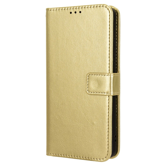 Etui z klapką do Motorola Moto G24 / G24 Power / G04, Crazy Horse Wallet, złote