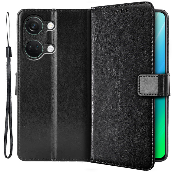 Etui z klapką do OnePlus Nord 3 5G, Crazy Horse Wallet, czarne