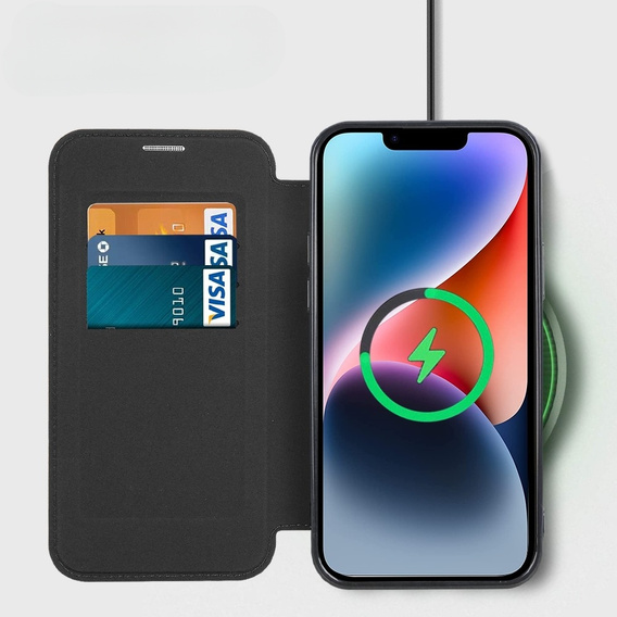 Etui z klapką do iPhone 15 Pro, RFID Wallet MagSafe z ochroną aparatu, czarne