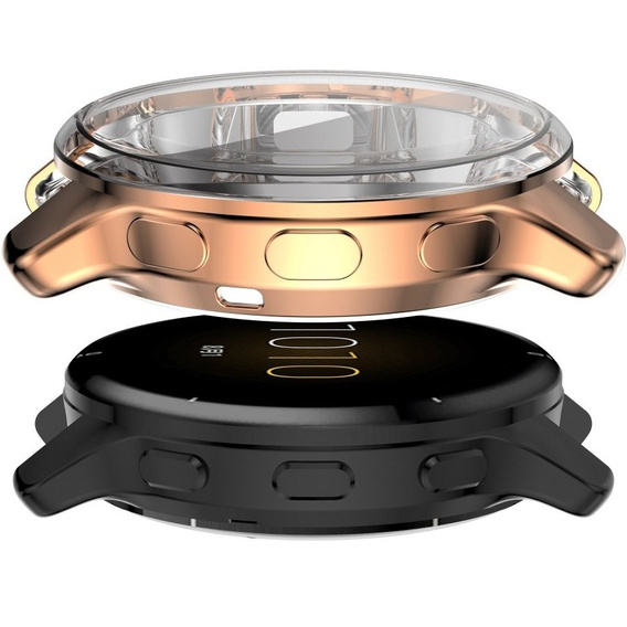 2w1 Etui z Osłoną Silikonową na ekran do Garmin Venu 2 Plus, Różowe złoto