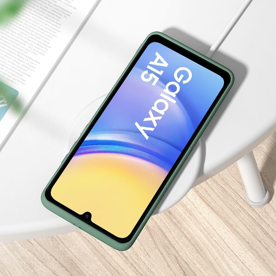 Etui do Samsung Galaxy A15, Silicone Lite, ciemnozielone + szkło 9H