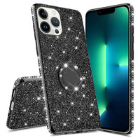 Etui do iPhone 13 Pro, Bling brokat, Czarne