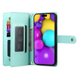 Etui z klapką do iPhone 16, Wallet Zipper Pocket, zielone