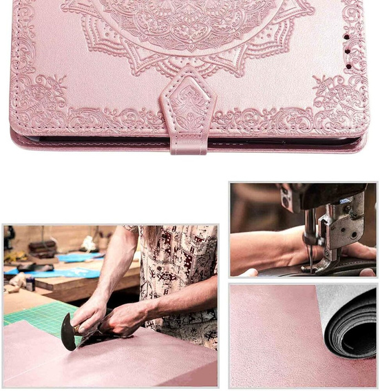 Etui z klapką do Oppo Reno 12FS / 12F, Mandala, różowe rose gold
